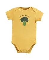 Touched by Nature Baby Boys Organic Cotton Bodysuits, Happy Veggies