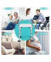 Costway Shower Chair Bathtub Adjustable Height Bench w/ Removable Armrests & Back