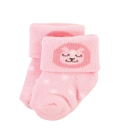 Hudson Baby Baby Girls Cotton Rich Newborn and Terry Socks Safari, 0-3 Months