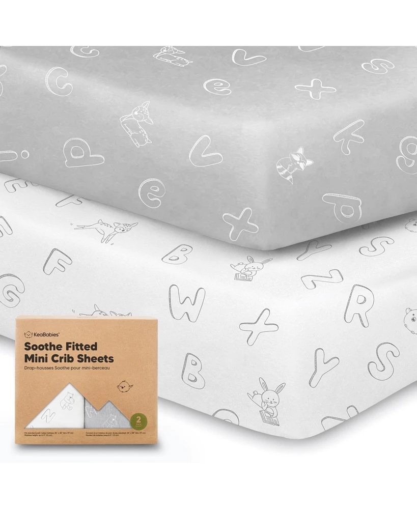 KeaBabies Mini Crib Sheets for Baby Girls, Boys, 2-Pack Soothe Pack and Play Fitted, Organic N Mattress Sheet