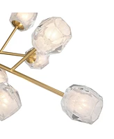 Tofay Warm Brushed Brass Sputnik Chandelier Lighting 37 3/4" Wide Modern Dimmable Led Frost Glass Shades 12-Light Fixture for Dining Room House Foyer