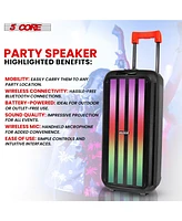 5 Core Bluetooth Speaker Karaoke Machine Portable Singing Pa System w Dj Light + Fm + Usb + Tf Card - Plb 10X2 2MIC