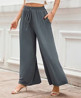 Cupshe Women's Grey Tie Waist Wide Leg Jersey Pants