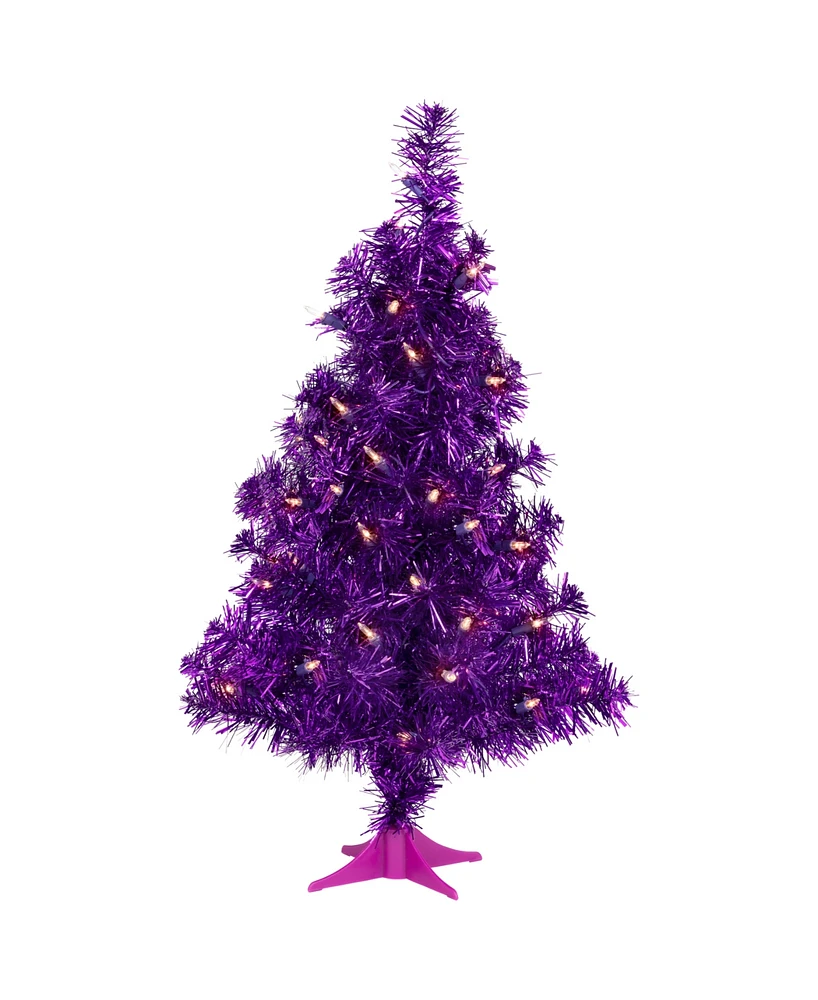 Northlight 2' Purple Pine Artificial Tinsel Christmas Tree