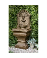 John Timberland Royal Lions Head Mediterranean Outdoor 3 Tiered Wall Water Fountain 51" High with Led Light for Garden Patio Backyard Deck Home Lawn P