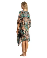 La Moda Clothing Women's V-neck Short Kaftan Dress