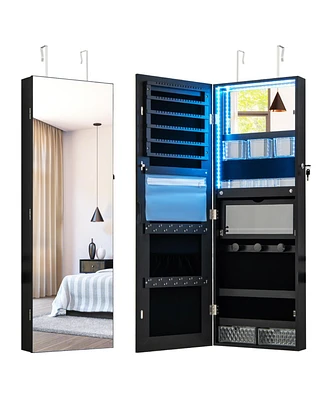 Slickblue Wall Mounted Jewelry Cabinet with Full-Length Mirror For Bedroom