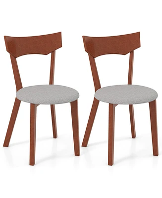 Slickblue Wooden Dining Chair Set of 2 with Rubber Wood Legs and Padded Seat Cushion