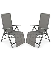 Gymax 2PCS Patio Outdoor Folding Reclining Lounge Chair w/ Adjustable Backrest