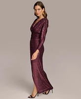 Donna Karan Women's Sequin Long-Sleeve Gown