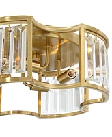 Possini Euro Design Gillian Modern Glam Ceiling Light Semi Flush-Mount Fixture 15" Warm Soft Gold 4-Light Crystal Rods Shade for Bedroom Kitchen Livin