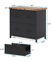 Tribesigns 2-Drawer File Cabinet, Wood Lateral Filing Cabinet, Home Office File Cabinet for A4, Letter Size