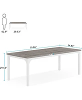 Tribesigns Farmhouse Dining Table for 6-8, 70.9 Inch Rectangular Wood Kitchen Table with Heavy Duty Metal Legs, Industrial Dinner Table for Dining Roo