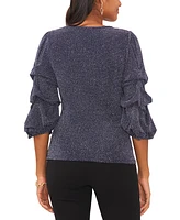 Msk Petite Glitter Surplice Bubble-Sleeve Top