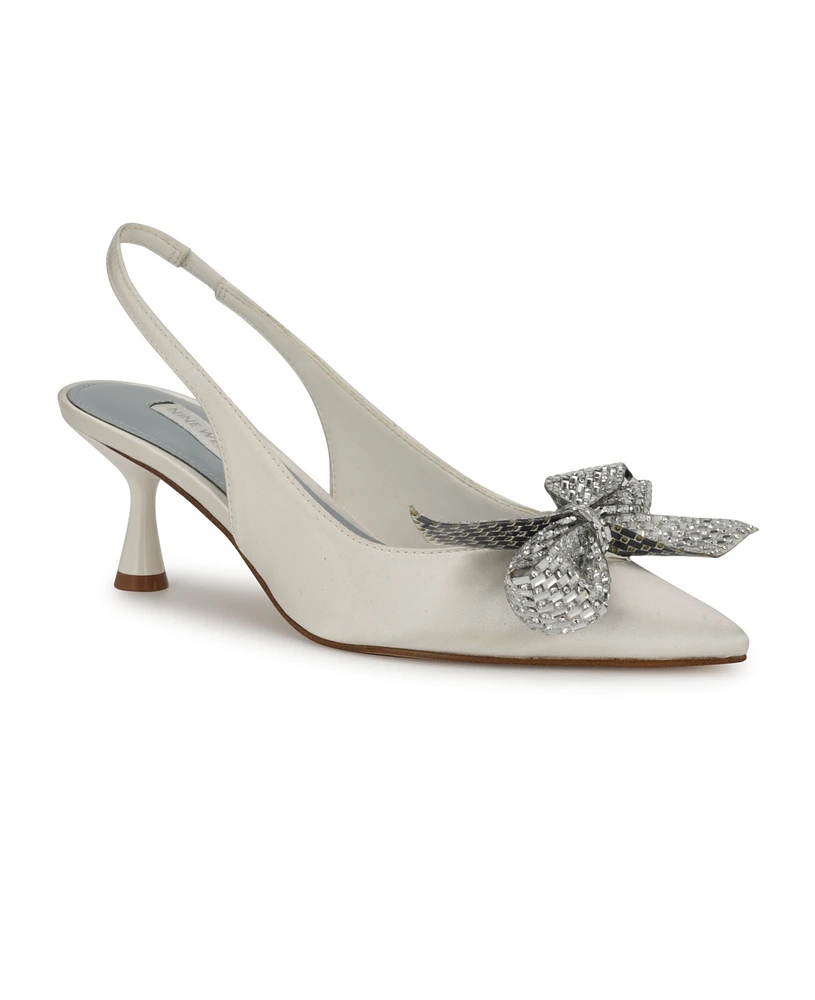 Nine West Women's Rills Bridal Pointy Toe Dress Slingback Pumps