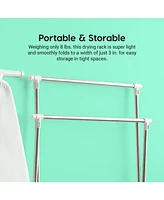 Iris Usa Foldable Clothes Drying Rack with Extendable Rods for Large Laundry Loads