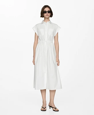 Mango Women's Gathered Waist Shirt Dress