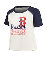 Soft as a Grape Women's White Boston Red Sox Plus Baseball Raglan T-Shirt