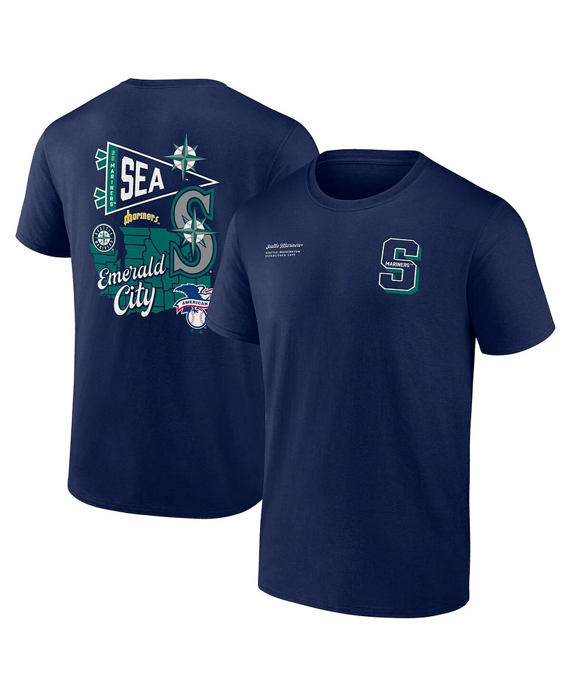 Fanatics Men's Navy Seattle Mariners Split Zone T-Shirt