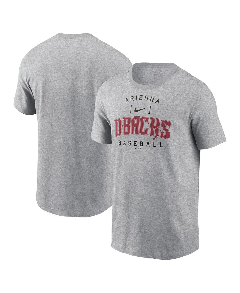 Nike Men's Heather Gray Arizona Diamondbacks Home Team Athletic Arch T-Shirt