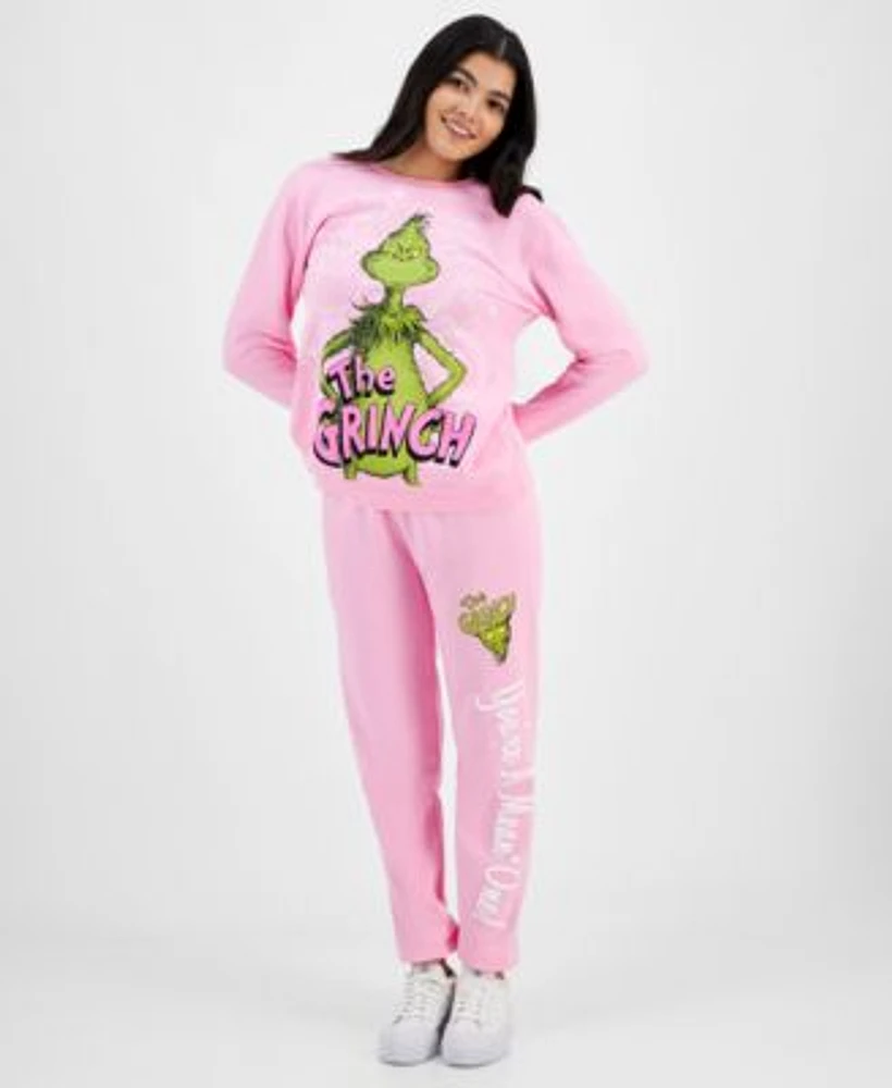 Love Tribe Juniors Grinch Holiday Graphic Sweatshirt Joggers