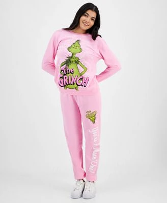 Love Tribe Juniors Grinch Holiday Graphic Sweatshirt Joggers