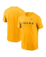 Nike Men's Gold Lsu Tigers Primetime Evergreen Wordmark T-Shirt