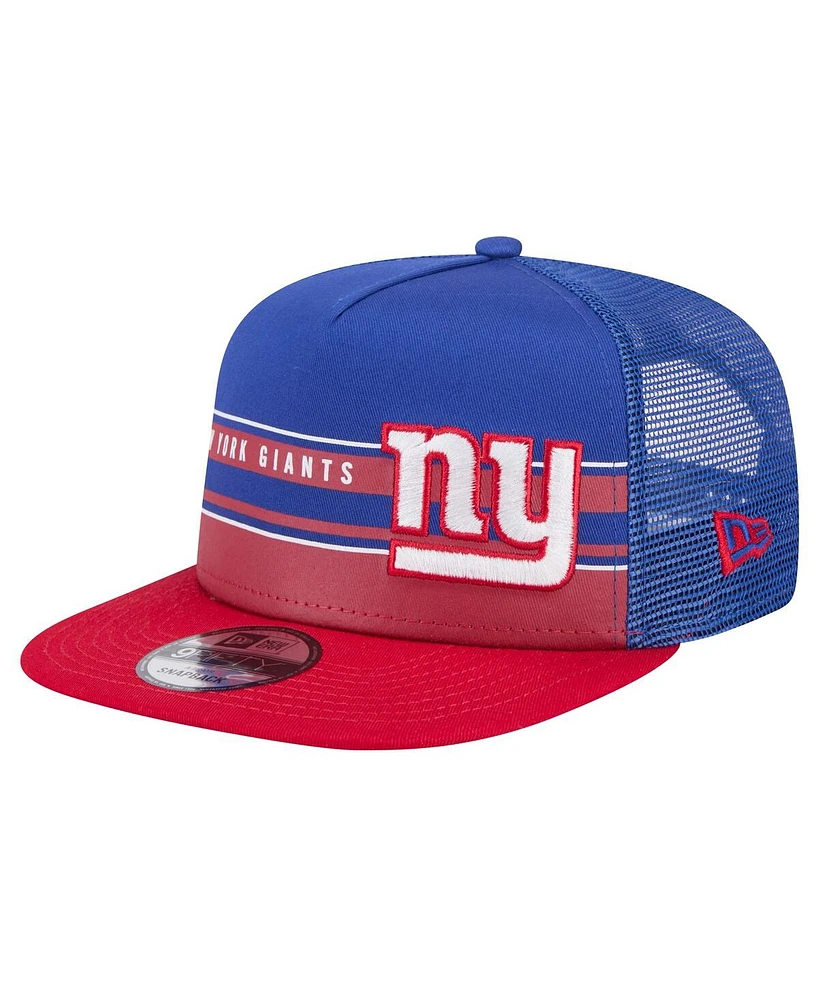 New Era Men's Royal/Red New York Giants Half Stripe Trucker 9FIFTY Snapback Hat