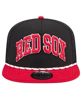 New Era Men's Black Boston Red Sox Throwback Meshback Golfer Hat