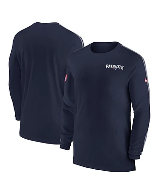 Nike Men's Navy New England Patriots Sideline Coach Uv Performance Long Sleeve T-Shirt