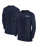 Nike Men's Navy New England Patriots Sideline Coach Uv Performance Long Sleeve T-Shirt