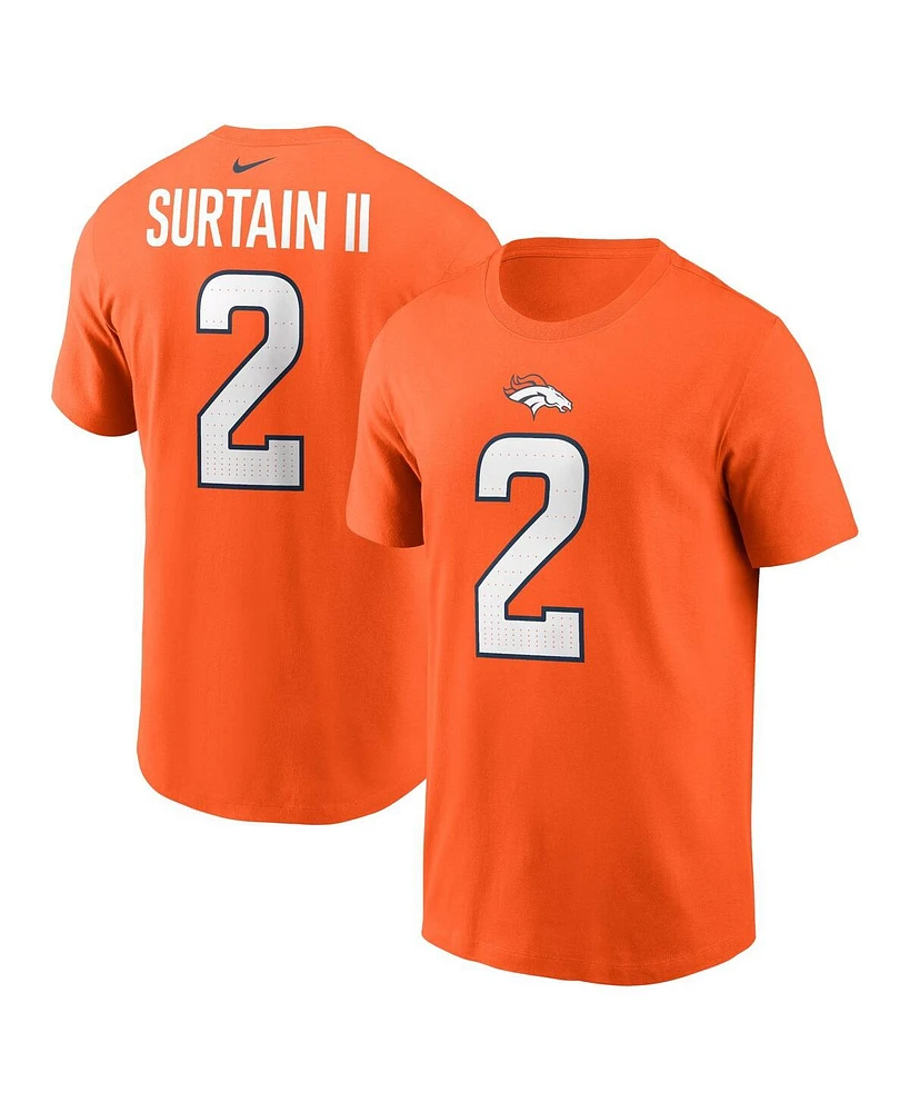 Nike Men's Patrick Surtain Ii Orange Denver Broncos Name Number T-Shirt