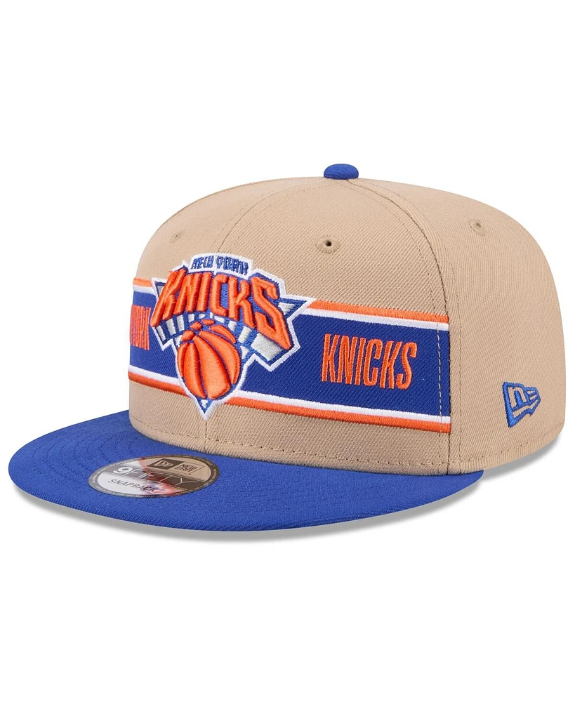 New Era Big Boys and Girls Tan/Blue New York Knicks 2024 Nba Draft 9FIFTY Snapback Hat