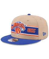 New Era Big Boys and Girls Tan/Blue New York Knicks 2024 Nba Draft 9FIFTY Snapback Hat