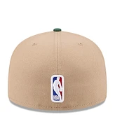 New Era Men's Tan/Hunter Green Milwaukee Bucks 2024 Nba Draft 59FIFTY Hat