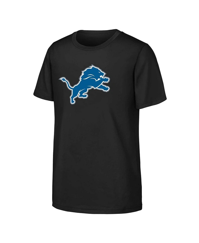 Outerstuff Big Boys and Girls Black Detroit Lions Primary Logo T-Shirt