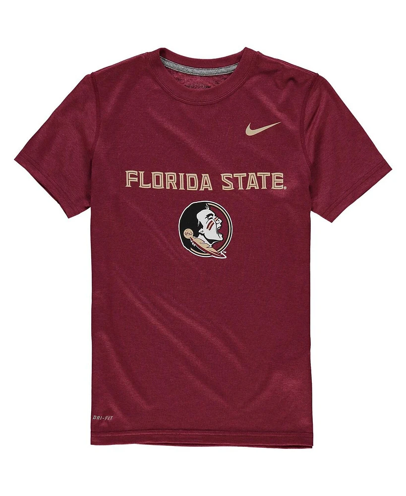 Nike Big Boys and Girls Florida State Seminoles Garnet Logo Legend Performance T-Shirt