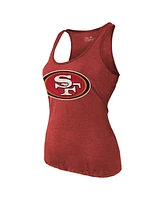 Majestic Women's Christian McCaffrey Scarlet San Francisco 49ers Name Number Tri-Blend Tank Top