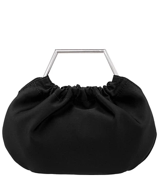 Nina Metal Handle Satin Pouch Bag