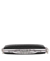 Nina Cultivated Pearl Dangle Crystal Embellished Minaudiere Clutch