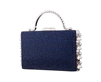 Nina Cultivated Pearl Dangle Crystal Embellished Minaudiere Clutch