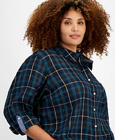 Tommy Hilfiger Plus Plaid Button-Front Shirt