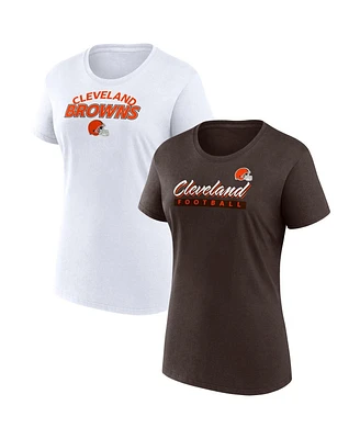 Fanatics Women's Brown/White Cleveland Browns Risk Two-Pack T-Shirt Set