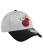 New Era Men's Heather Gray/Black Miami Heat Active Digi-Tech Two-Tone 9FORTY Adjustable Hat