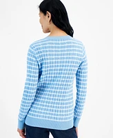 Style & Co Women's Cotton Striped Cable-Knit V-Neck Sweater, Created for Macy's