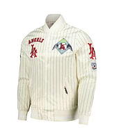 Pro Standard Men's Cream Los Angeles Angels Cooperstown Collection Pinstripe Retro Classic Satin Full-Snap Jacket