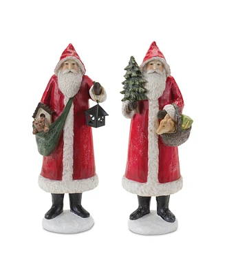 Slickblue Set of 2 Santa Figurines - Festive Holiday Decorations for Adding Cheer to Your Home