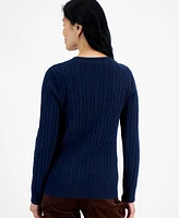 Style & Co Petite Cotton Cable-Knit Crewneck Sweater, Created for Macy's