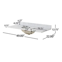 49" Carrara White Marble Vanity Top With Ceramic Sink
