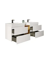 60" White Vanity: Timeless Elegance, Extra Storage, Silent Drawers